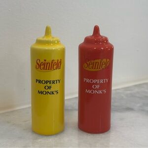Seinfeld Property of Monk's Mustard and 
Ketchup Salt Pepper Shakers